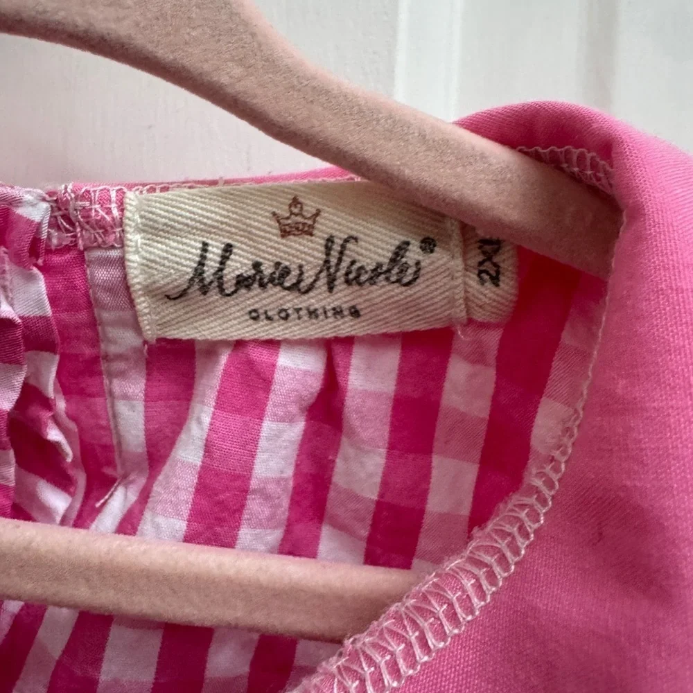 Marie Nicole Girls Size 6 Pink Gingham Long Sleeve Christmas Holiday Dress